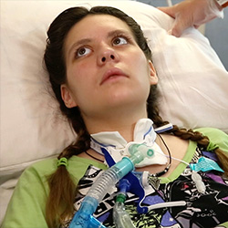 Ariel Mendez with Ventilator